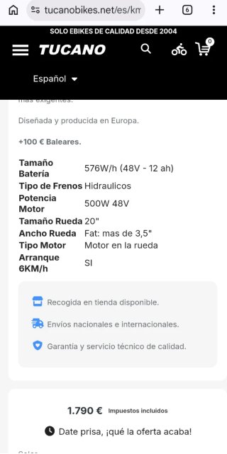 Bicicleta Eléctrica Tucano Monster 20 LTD Plegable