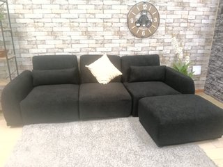 Sofá Cama Vinky Tela Negro/Beige