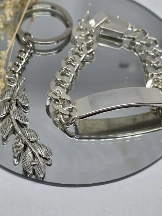 Pulsera y Llavero Hoja Plateados