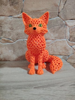 Figura Zorro Estilo Voronoi Naranja