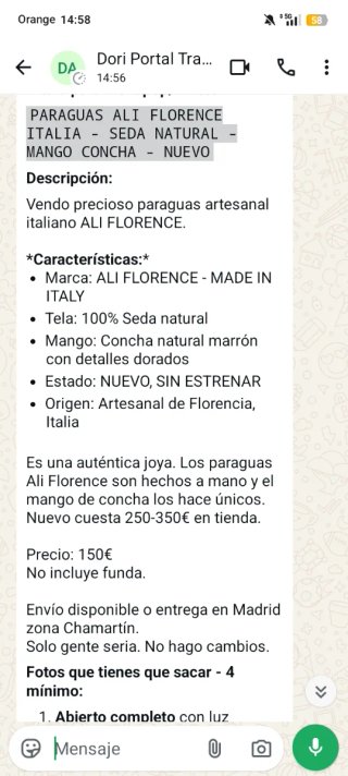 Paraguas italiano seda natural sin estrenar