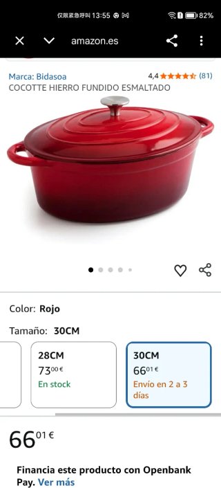 Cacerola Hierro Fundido Bidasoa 4.3L Roja