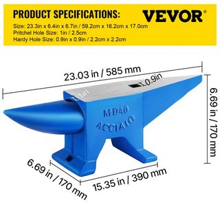 Yunque de Un Solo Cuerno 86Lbs Yunque de Acero para Venta Herramientas y Equipos de Forja de Acero Yunque Robusto para Joyeros Herramienta de Trabajo Metálico Duradera y Robusta