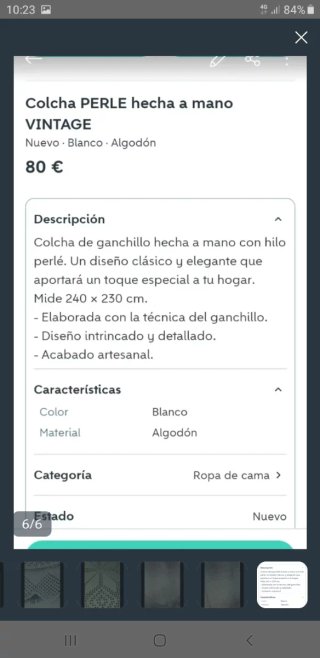 Colcha Perlé Hecha a Mano Matrimonial