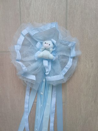 Fiocco nascita azzurro con orsetto