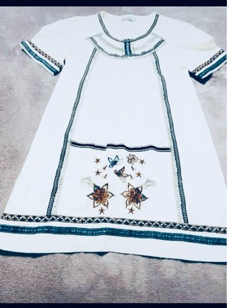 Vestido blanco bordado talla única VISEY