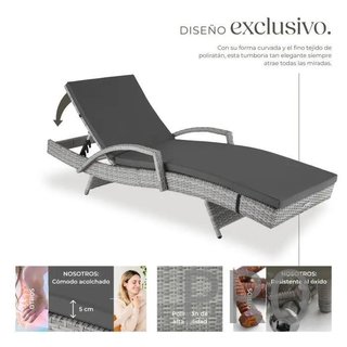 Lettino in alluminio e rattan OCÉANE grigio chiaro