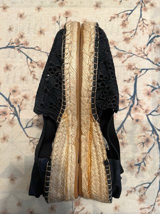 Alpargatas cuña de esparto, negro,  talla 41