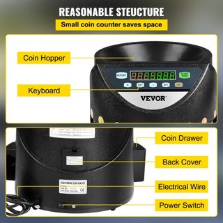 Contador Clasificador de Monedas Euro 500-1000 Monedas Máquina Electrónica Automática de Conteo de Monedas EUR 300 Monedas por Minuto con 8 Cajones para Escuela Tienda Banco