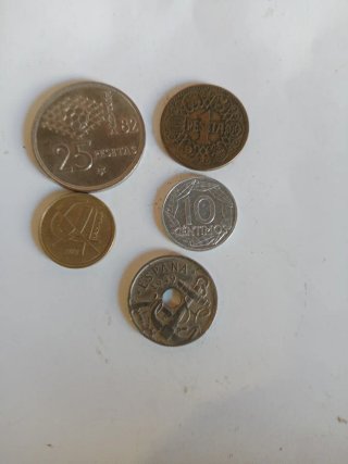 Lote 5 monedas antiguas pesetas