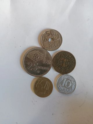 Lote 5 monedas antiguas pesetas