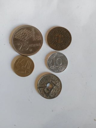 Lote 5 monedas antiguas pesetas