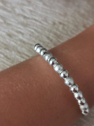 Pulsera Plata Laminada Bolas Ajustable