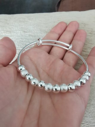 Pulsera Plata Laminada Bolas Ajustable