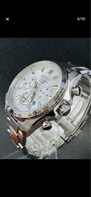 Reloj Seiko Chronograph Solar Plata Blanco