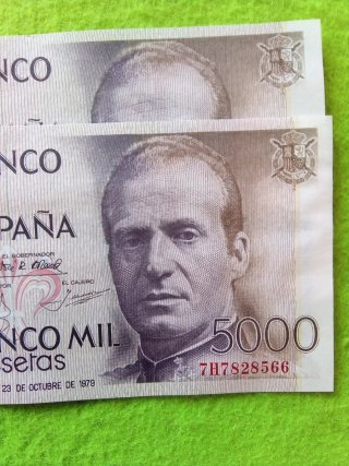 Pareja 2 Billetes 5000 Pesetas España 1979