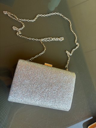 Bolso de fiesta glitter plata
