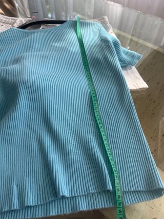 Camiseta canalé manga corta azul