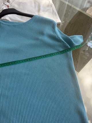 Camiseta canalé manga corta azul