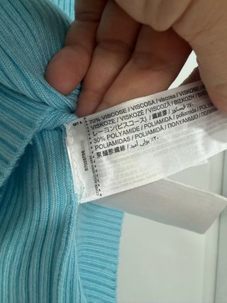 Camiseta canalé manga corta azul