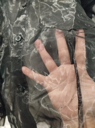 Camisa negra con volantes transparente