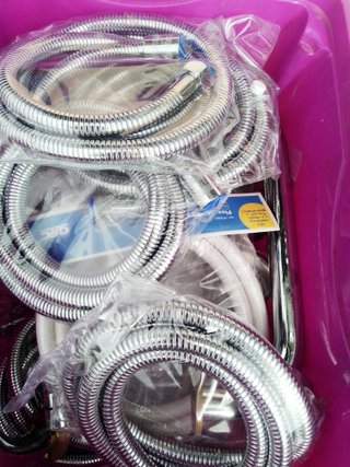 Manguera Ducha Flexible Plata y Blanca