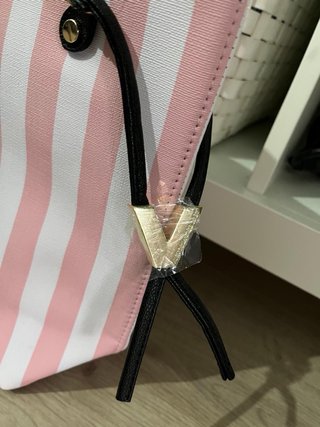 Bolso Victoria's Secret Rayas Rosas y Blancas