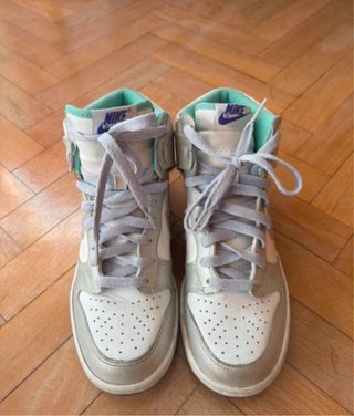 Nike Dunk High Plata Metálico Morado Blanco