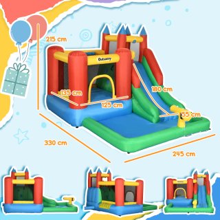 Castello Gonfiabile Bambini con Scivolo e Canestro