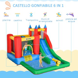 Castello Gonfiabile Bambini con Scivolo e Canestro