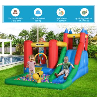 Castello Gonfiabile Bambini con Scivolo e Canestro