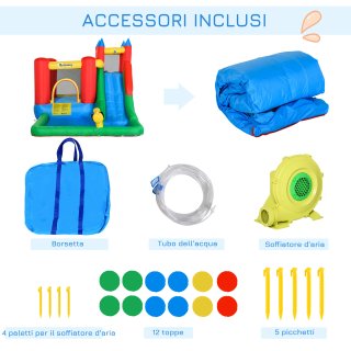 Castello Gonfiabile Bambini con Scivolo e Canestro