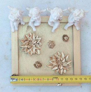 Conjunto Querubines y Flores Doradas