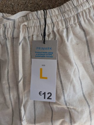 Camisa sin mangas rayas beige XL y pantalon L