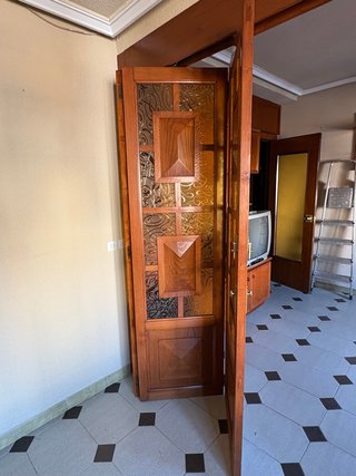 Puerta corredera plegable castaño macizo