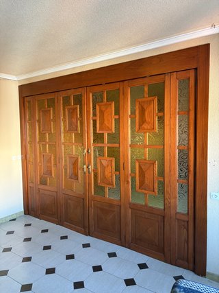 Puerta corredera plegable castaño macizo