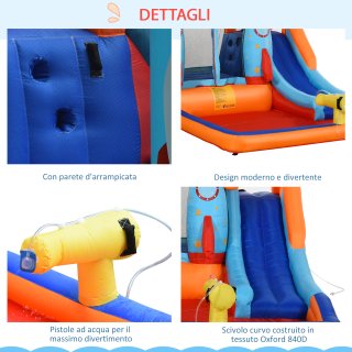 Castello Gonfiabile con Scivolo Vasca e Trampolino
