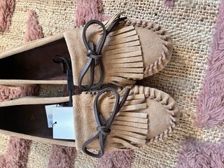 Mocasines Zara Piel Beige y Marrón