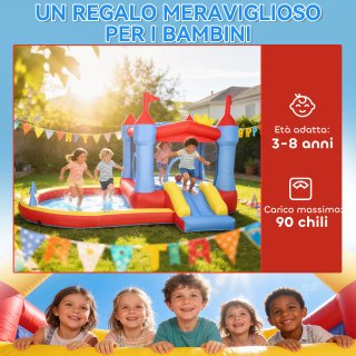 Castello Gonfiabile per Bambini con Trampolino