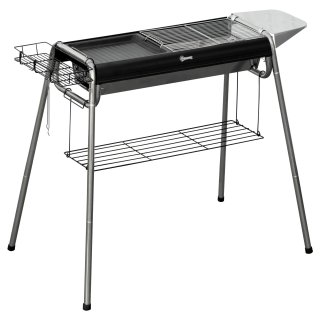 Barbecue a Carbonella con Griglia e Piastra Nero