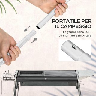 Barbecue a Carbonella con Griglia e Piastra Nero
