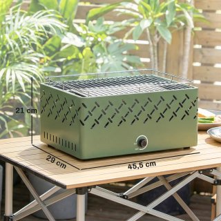 Barbecue Portatile a Carbone con Ventilatore Verde