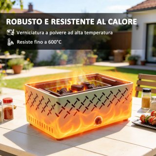 Barbecue Portatile a Carbone con Ventilatore Verde