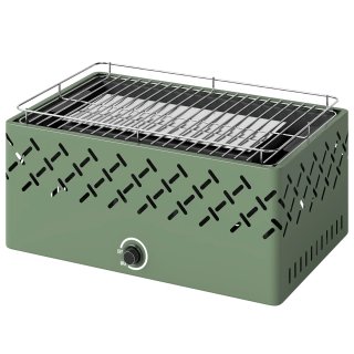 Barbecue Portatile a Carbone con Ventilatore Verde