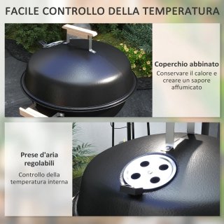 Barbecue a Carbonella con Griglia in Acciaio Nero