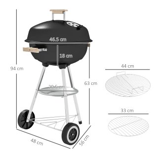 Barbecue a Carbonella con Griglia in Acciaio Nero