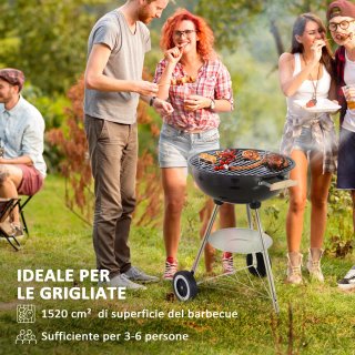 Barbecue a Carbonella con Griglia in Acciaio Nero