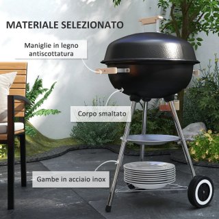 Barbecue a Carbonella con Griglia in Acciaio Nero