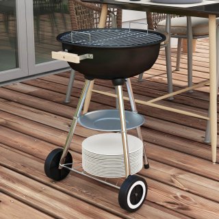 Barbecue a Carbonella con Griglia in Acciaio Nero