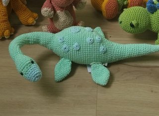 Peluche Dinosauro uncinetto verde menta